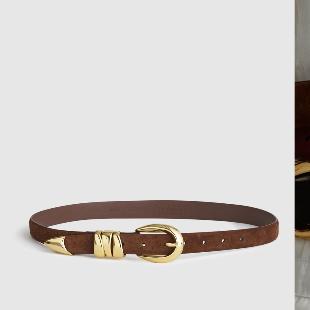 Madewell Triple Metal Keeper Belt - Soft Mahogany Size Small NWT